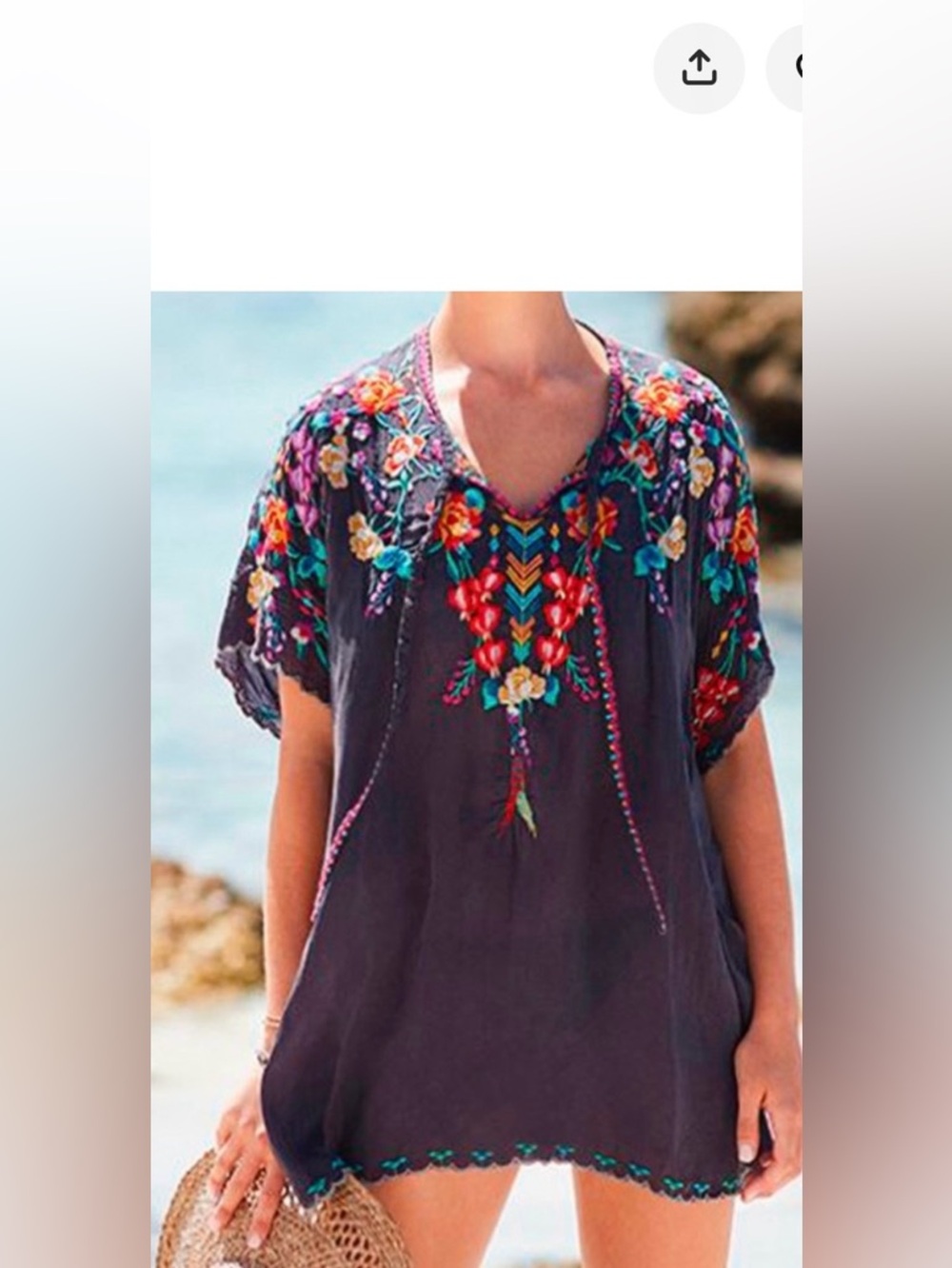 Johnny Was Selena Embroidered Poncho Womans Medium
